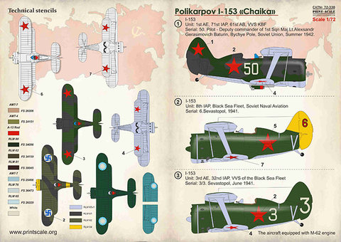 プリントスケール 72-338 1/72 ポリカルポフ I-153 "チャイカ"