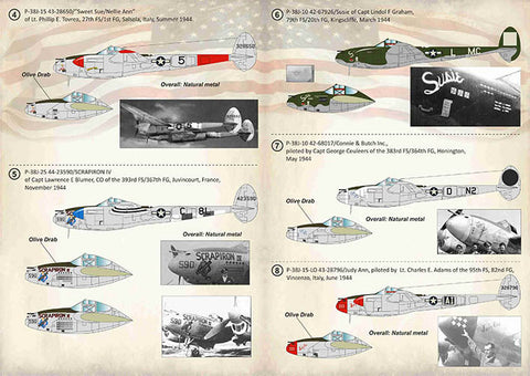 プリントスケール 72-353 1/72 P-38J ライトニング ヨーロッパ戦線エース 1944-45