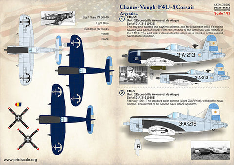 プリントスケール 72-399 1/72 アルゼンチン チャンス・ヴォート F4U コルセア
