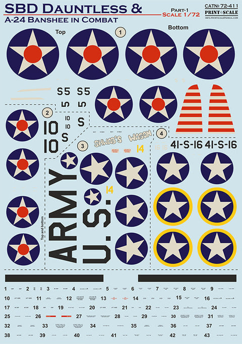 プリントスケール 72-411 1/72 SBD ドーントレス & A-24 バンシー Part1