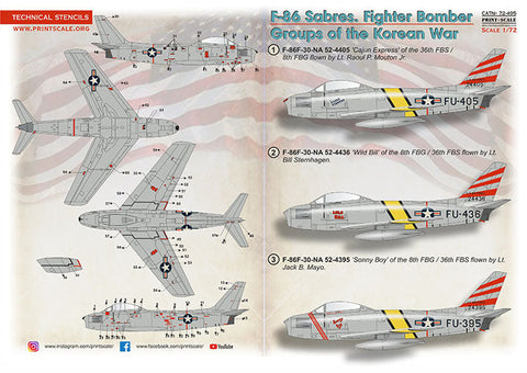 プリントスケール 72495 1/72  F-86 セイバー 戦闘爆撃機グループ 朝鮮戦争