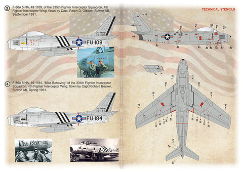 プリントスケール 72-536  1/72 韓国のF-86Aセイバーズ 第4戦闘航空団. パート 1