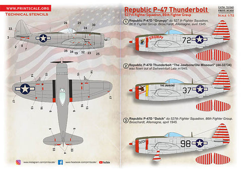 プリントスケール 72-540 1/72 P-47 サンダーボルト, 527th FS, 86th FG