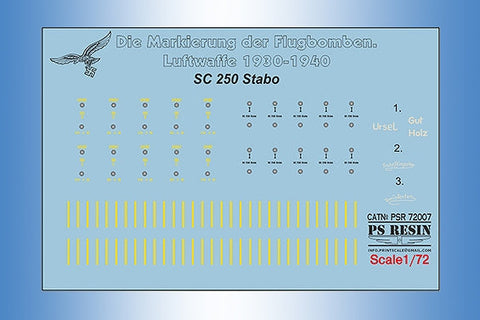 プリントスケール PSR72007 1/72 リフト付き爆弾トロリー WWII ドイツ空軍 SC 250 スタボ