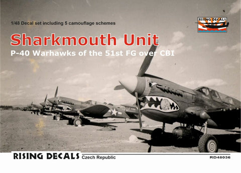 ライジングデカール 48-036 1/48 シャークマウスの P-40K/M/N インド・中国戦線 (decals for 5 a/c)