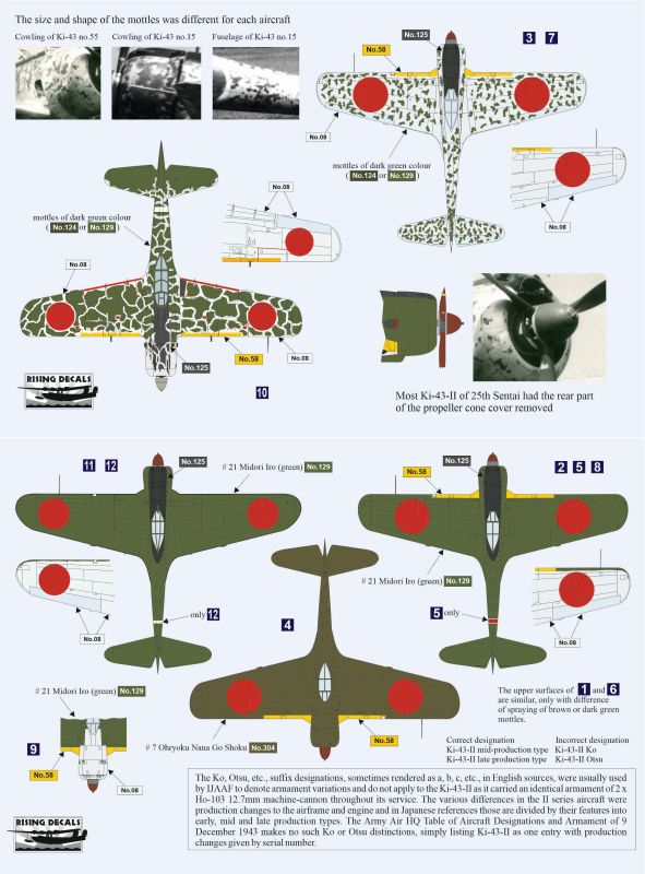 ライジングデカール 72-113 1/72 飛行第二十五戦隊 隼 & 疾風 (decals