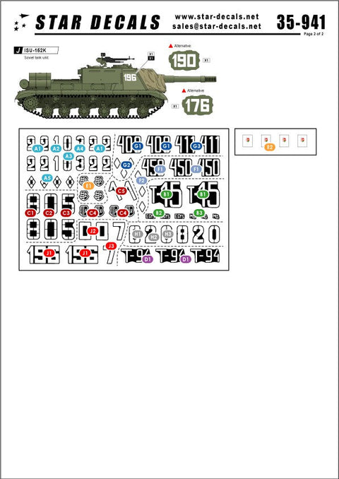 スターデカール 35-941 1/35 ハンガリー動乱 1956 #2 T-34-85, SU-76M, JSU-152K, JS-3M スターリン, PT-76 m/1951