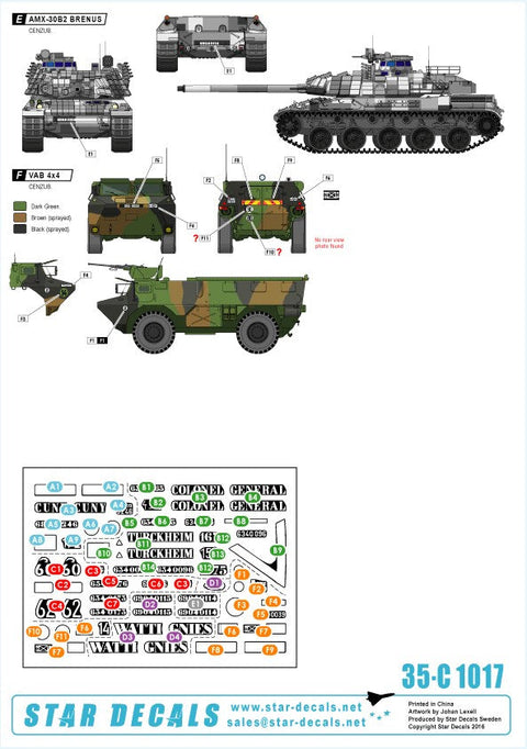 スターデカール 35-C1017 1/35 フランス訓練センター敵国役(アグレッサー部隊) AMX-30 B2, AMX-30 B2 ブレンヌス・VAB 4x4