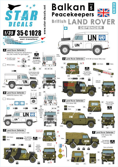スターデカール 35-C1028 1/35 バルカン半島の平和維持部隊 #5 イギリスランドーバー UN, IFOR, SFOR
