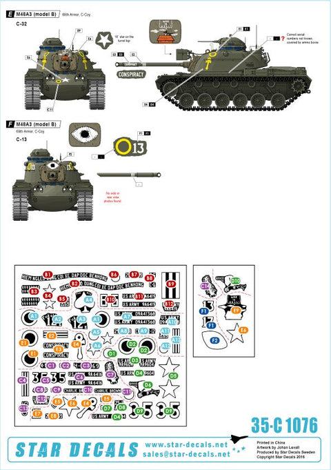 スターデカール 35-C1076 1/35 M48A3 パットン 第69戦車連隊 イン ベトナム