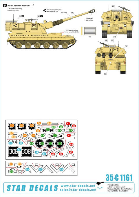 スターデカール 35-C1161 1/35 中近東におけるイギリス王立砲兵連隊 1991年湾岸戦争でのイギリス軍所属のＭ１０９ 2003年イラク戦争でのＡＳー９０