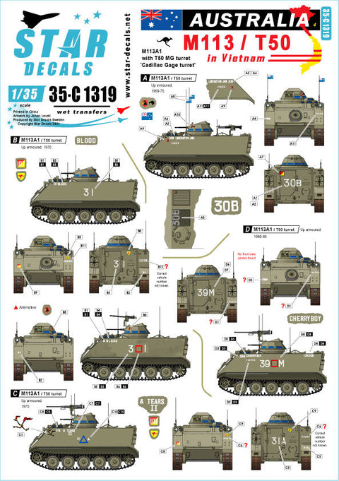 スターデカール 35-C1319 1/35 ベトナムでのオーストラリア軍＃4 T50砲塔搭載のオーストラリア軍Ｍ113