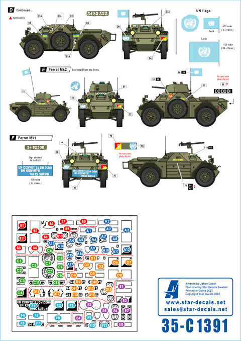 スターデカール 35-C1391 1/35 キプロス紛争のフェレット偵察車＃2 UNFICYPのカナダ軍フェレットMk.1・Mk.2