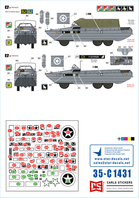 スターデカール 35-C1431 1/35 D-デイイギリス DUKW水陸両用車＃3 第101/第377総合輸送中隊