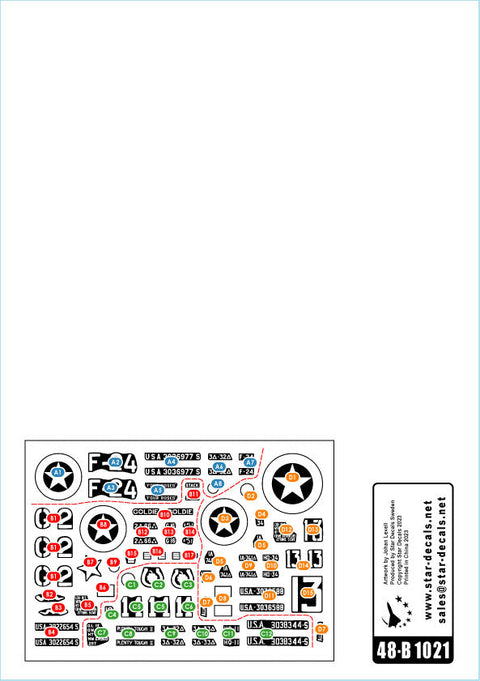 スターデカール 48-B1021 1/48 WWII アメリカ ノルマンディー上陸作戦/フランスのM4A1シャーマン戦車(1944年)