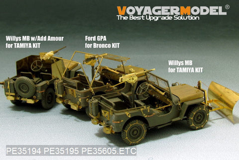 ボイジャーモデル PE35605 1/35 WWIIアメリカ フォード GPW ジープ 1942年型 エッチングセット(ブロンコ用)