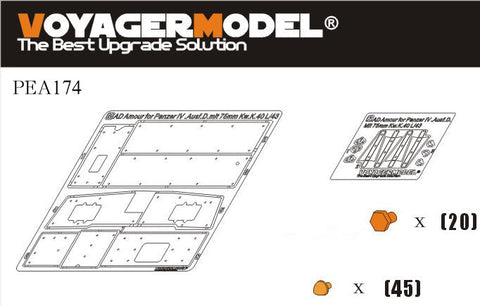 ボイジャーモデル PEA174 1/35 WWIIドイツ IV号戦車 D型 75mm Kw.K.40 L/43搭載搭載型 増加装甲(ドラゴン6330)