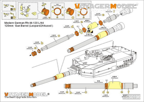 ボイジャーモデル VBS0196 1/35 現用ドイツ 120mm L/44 金属砲身セット(レオパルト2A4用)(汎用)