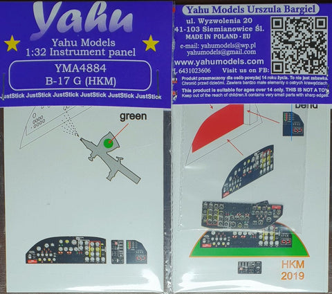 ヤフーモデル YMA4884 1/48 B-17G フライングフォートレス 計器盤 （HKモデル用）