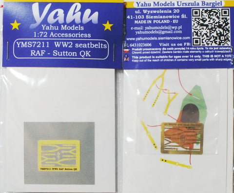 ヤフーモデル YMS7211 1/72 WW II シートベルト - イギリス空軍 サットンQK