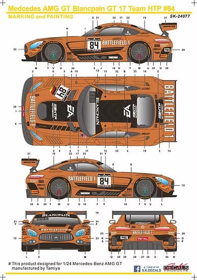 SKデカール SK24077 1/24 メルセデス AMG GT ブランパン GT 17 Battlefield
