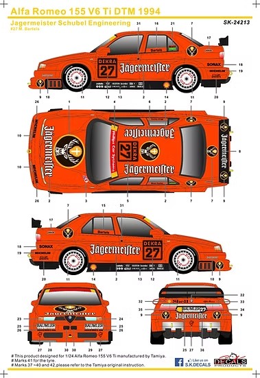 SKデカール SK24213 1/24 アルファロメオ 155 V6 Ti DTM 1994