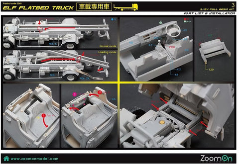 ズームオン Z060 1/24 いすゞ エルフ フラットベッド 車載専用車