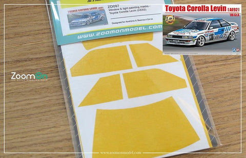 ズームオン ZD097 1/24 ウインドー・ライト 塗装マスキング- トヨタ カローラ レビン (AE92)